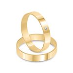 Par Aliança Ouro 18k Reta 3,5mm Anatômica  Diamante 1pts (800882/883)