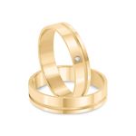 Par Aliança Ouro 18k Reta 4mm Diamante 1pts (801396/1394)