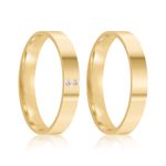 Par Aliança Ouro 18k Reta 3,2mm Diamantes (801999/2000)