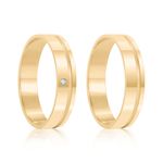 Par Aliança Ouro 18k Reta 4mm Diamante 1pts (801396/1394)