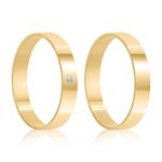Par Aliança Ouro 18k Reta 3,5mm Anatômica  Diamante 1pts (800882/883)