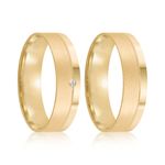 Par Aliança Ouro 18k Reta 5mm Diamante 1pts (802010/2011)