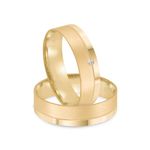 Par Aliança Ouro 18k Reta 5mm Diamante 1pts (802010/2011)