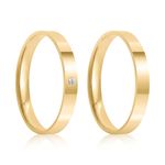 Par Aliança Ouro 18k Reta 2,5mm Anatômica Diamante 1pts (800889/890)