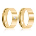 Par Aliança Ouro 18k Reta Anatômica 6mm Diamante 5pts (800874/0875 )