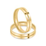 Par Aliança Ouro 18k Reta 4mm Anatômica Diamante 1pts (800863/862)
