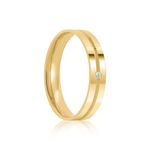 Par Aliança Ouro 18k Reta 4mm Anatômica Diamante 1pts (800863/862)