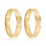 Par Aliança Ouro 18k Reta 4mm Diamante 1pts (802016/2017)