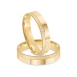 Par Aliança Ouro 18k Reta 4mm Diamante 1pts (802026/2027)