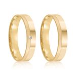 Par Aliança Ouro 18k Reta 4mm Diamante 1pts (802026/2027)