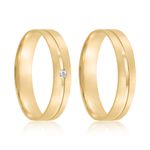 Par Aliança Ouro 18k Reta 4mm Diamante 1,5pts (802040/2041)