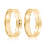 Par Aliança Ouro 18k Reta 4mm Diamante 1pts (801835)