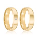 Par Aliança Ouro 18k Reta 5,5mm Diamante 1,5pts (801956/1957)