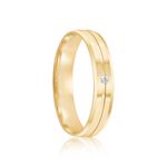 Par Aliança Ouro 18k Reta 4mm Diamante 0,5pt (801938/1939)