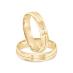 Par Aliança Ouro 18k Reta 4mm Diamante 0,5pt (801938/1939)