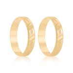 Par Aliança Ouro 18k Reta Trabalhada 4mm (801352)