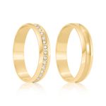 Par Aliança Ouro 18k Côncava 4mm Diamantes (801405/1404)