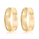 Par Aliança Ouro 18k Reta 5mm Diamante 1,5pts (801966/1967)