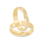 Par Aliança Ouro 18k Côncava 4mm Diamantes (801405/1404)