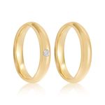 Par Aliança Ouro 18k Abaulada 4mm Diamante 4,5pts (800086/087)