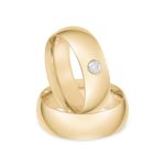 Par Aliança Ouro 18k Abaulada 7,2mm  Anatômica Diamante 9pts (800549/548)