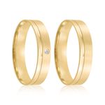 Par Aliança Ouro 18k Reta 4mm Diamante 1pts (802049/2048)
