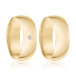 Par Aliança Ouro 18k Abaulada 7mm Semi Anatômica (801833)