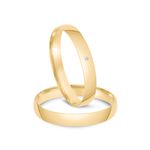 Par Aliança Ouro 18k Abaulado 3,2mm Diamante 0,5pts (801818/1819)