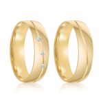 Par Aliança Ouro 18k Abaulada 5mm Diamantes (801970/1971)