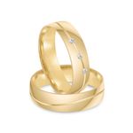 Par Aliança Ouro 18k Abaulada 5mm Diamantes (801970/1971)