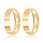 Par Aliança Ouro 18k Abaulada 5mm Diamante 2pts (801824/1825)