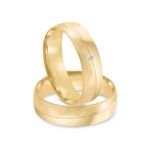 Par Aliança Ouro 18k Abaulada 5mm Diamante  1,5pts (801981/1982)