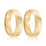 Par Aliança Ouro 18k Abaulada 5mm Diamante  1,5pts (801981/1982)