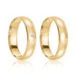 Par Aliança Ouro 18k Abaulada 5mm Diamante 2pts (801827/1826)