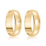 Par Aliança Ouro 18k Abaulada 5,7mm Diamante 2pts (801828/1829)