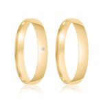 Par Aliança Ouro 18k Abaulado 3,2mm Diamante 0,5pts (801818/1819)
