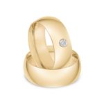 Par Aliança Ouro 18k  Abaulada  7,5mm Anatômica Diamante 9pts (800111/1323)