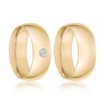 Par Aliança Ouro 18k  Abaulada  7,5mm Anatômica Diamante 9pts (800111/1323)