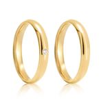 Par Alianças Ouro 18k  Abaulada 3mm Anatômica Diamante 3pts (800076/077)