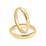 Par Alianças Ouro 18k  Abaulada 3mm Anatômica Diamante 3pts (800076/077)
