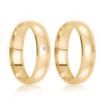 Par Aliança Ouro 18k Abaulada 5,7mm Diamante 2pts (801831/1830)