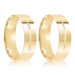 Par Aliança Ouro 18k Reta Semi Anatômica 5,7mm Diamantes (801839/1838)