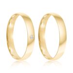 Par Aliança Ouro 18k Abaulada Semi Anatômica 3,2mm Diamante 1pts (801821/1820)