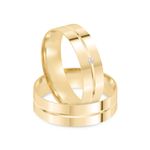 Par Aliança Ouro 18k Semi Anatômica 5mm Diamante 1pts (801836/1837)