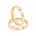 Par Aliança Ouro 18k Reta 4mm Anatômica  Diamante 1,5pts (800059/1324)