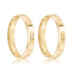 Par Aliança Ouro 18k Reta 4mm Anatômica  Diamante 1,5pts (800059/1324)