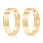 Par Aliança Ouro 18k Abaulada 4mm Diamante 0,50Pts (801389/1388)