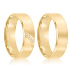 Par Aliança Ouro 18k Reta Anatômica 5,6mm Diamantes (801417/1416)