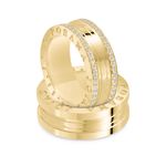 Par Aliança Ouro 18k Reta 8mm Diamantes (801871/1872)