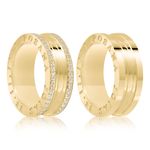 Par Aliança Ouro 18k Reta 8mm Diamantes (801871/1872)